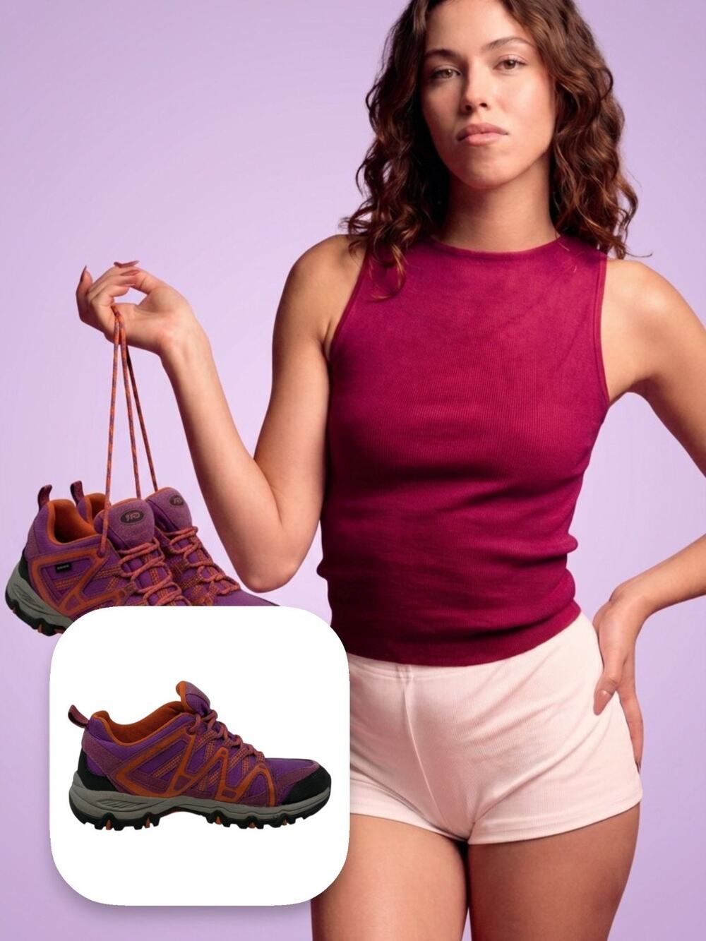 TFO Womens Trail Running Shoes Size 8 US Purple Magenta Orange Hiking Sneakers